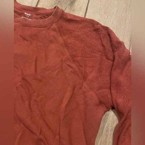 Aerie Crewneck Pullover Long-Sleeve Sweater Two Fabric Burnt Orange Sz Small - Picture 4 of 7